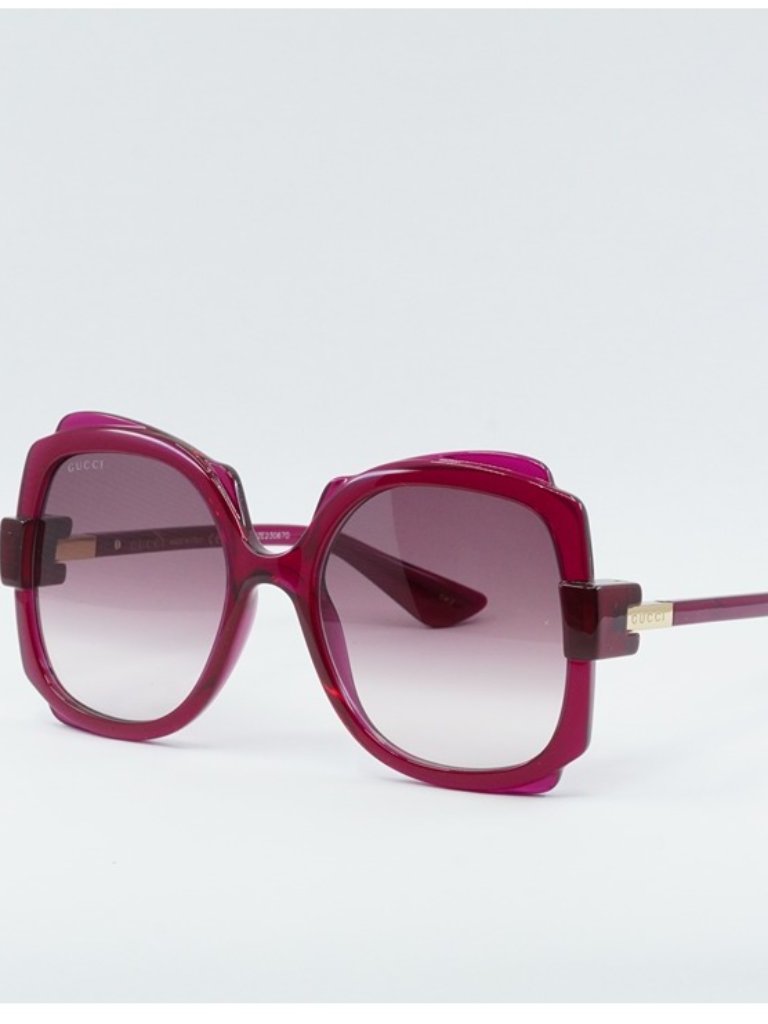 Gucci Gg1431s 003 Sunglasses Transparent Dark Cyclamen Square Frame